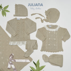 Colección Ropa Infantil Saona Prendas Conjuntos Polaina Beige con Gorro