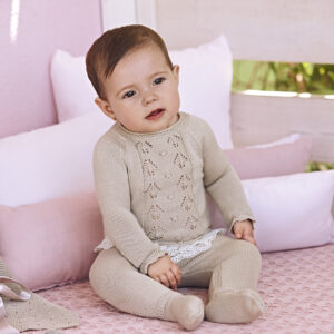 Colección Ropa Infantil Saona Conjunto Polaina Beige con Gorro