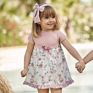 Colección Ropa Infantil Matira Vestido Floral Punto Rosa