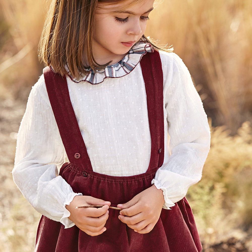 Salopette e camicia da bambina JULIANA Collezione Forest aw2425